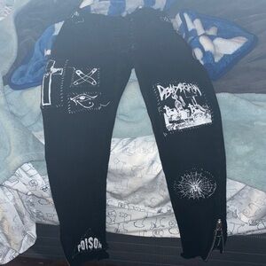 Current Mood Black Graphic Skinny Jeans